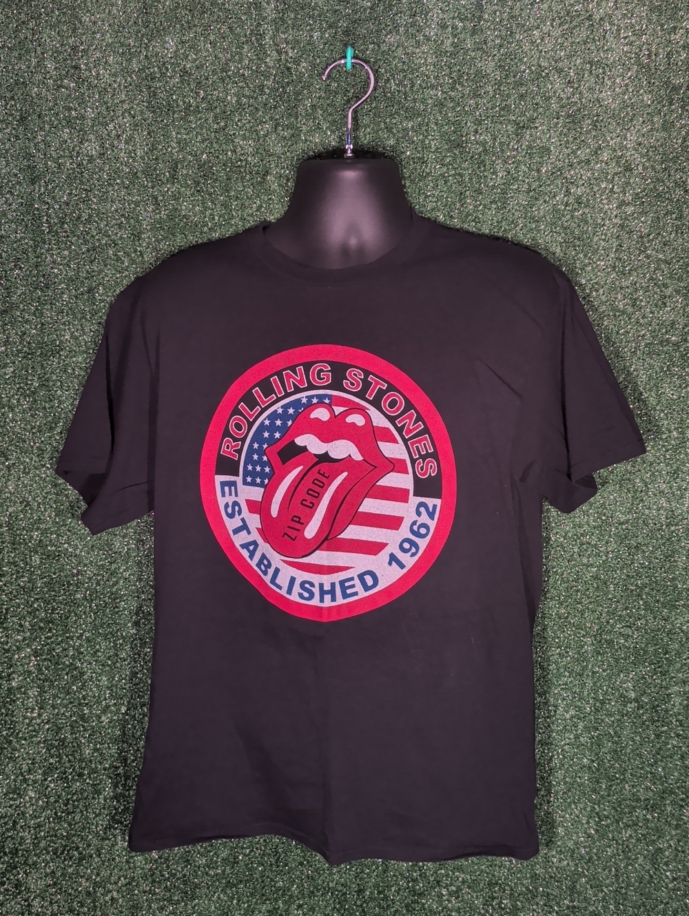 The Rolling Stones Shirt Mens Large Black Zip Code 2015 Tour Graphic Band Tee L